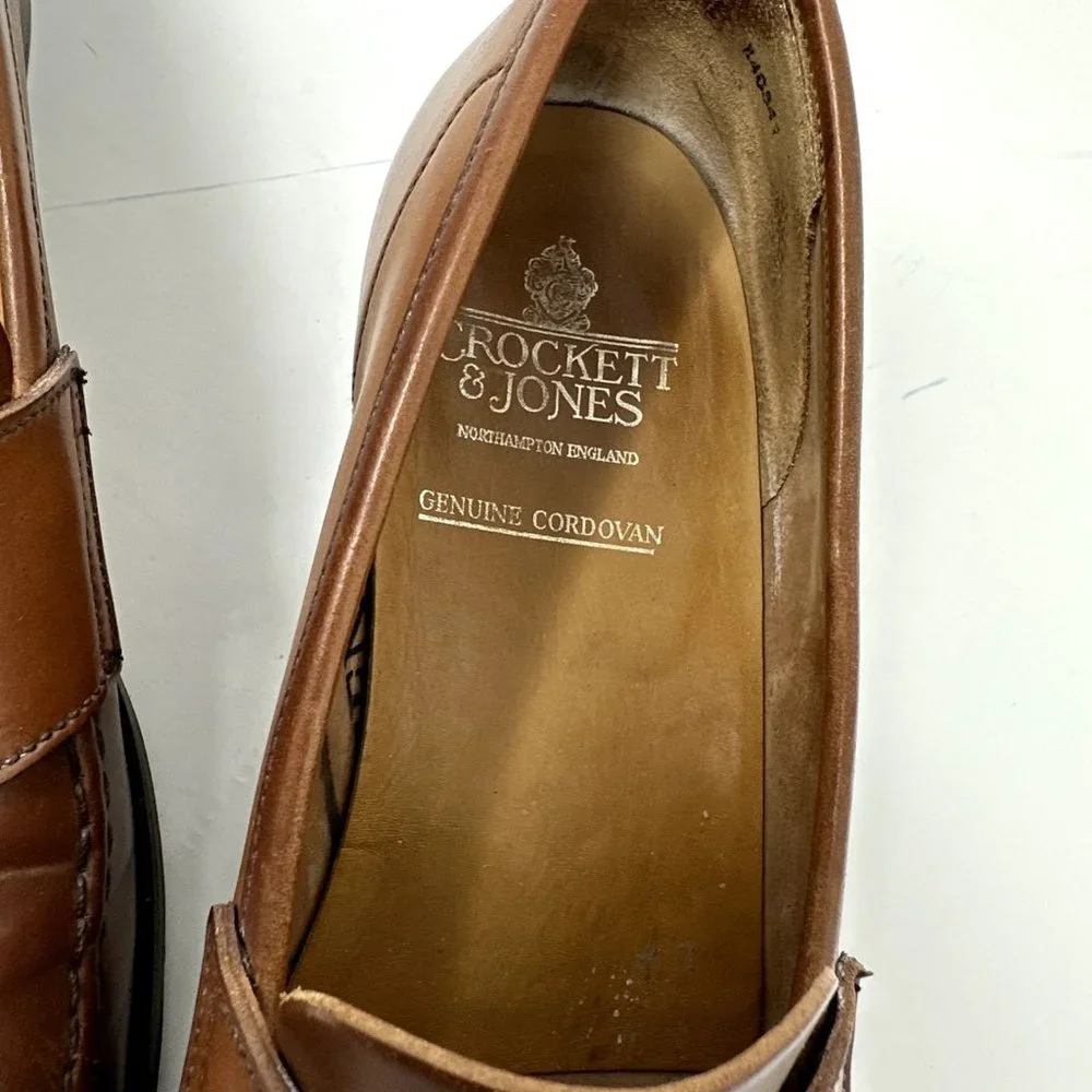 Crockett & Jones GENUINE CORDOVAN penny loafers shoes Size 9 E leather shoe Tree - Picture 6 of 15